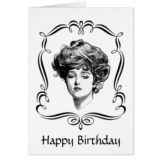 Vintage Art Gibson Girl Birthday Card