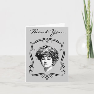 Vintage Art Gibson Girl Thank You Card