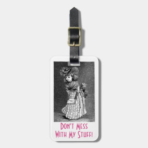 Vintage Art Girl With Letter, Personalise Luggage Tag