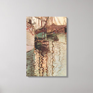 Vintage Art, Harbour of Trieste by Egon Schiele Canvas Print