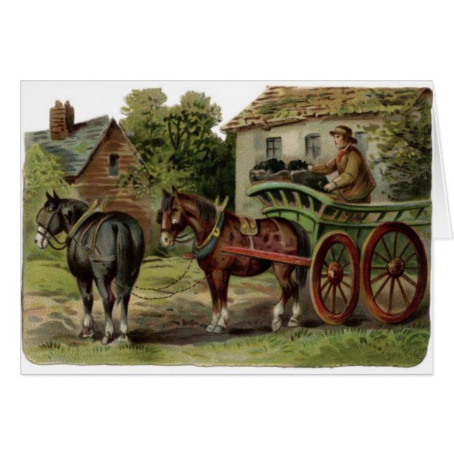 Vintage Art - Horse-Drawn Coal Cart, (Front Horizontal)
