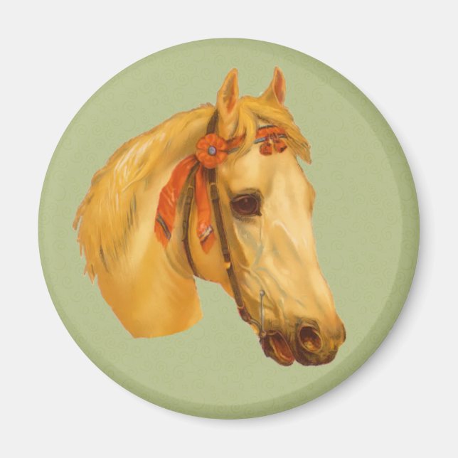 Vintage Art Horse Head Drawing Magnet (Front)