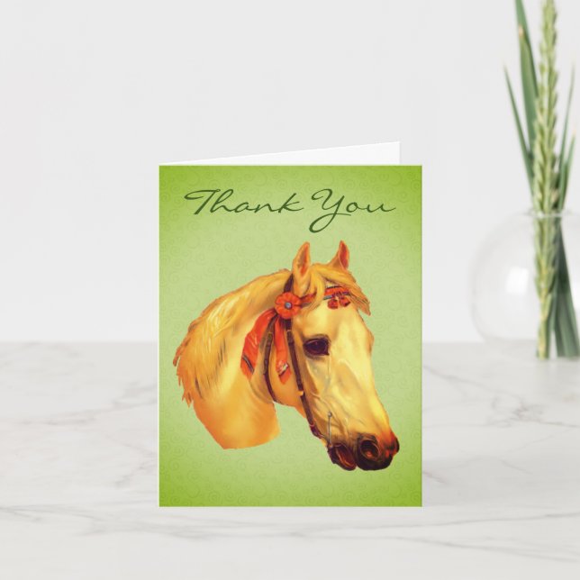 Vintage Art Horse Head Thank You Card (Front)