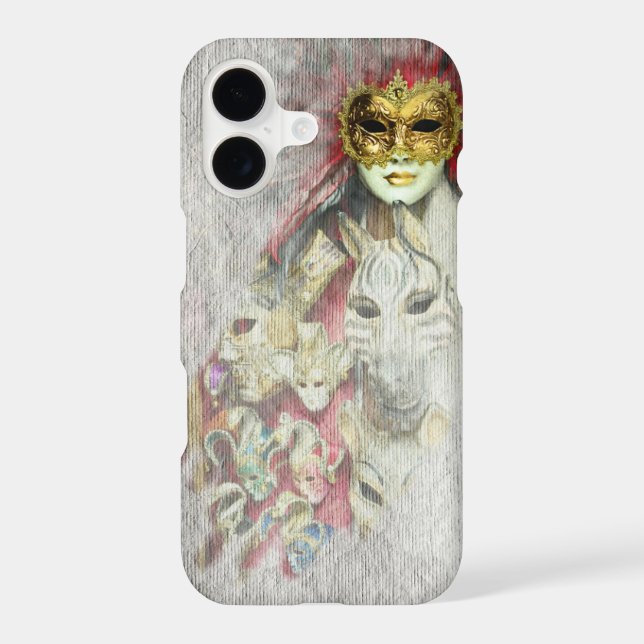 Vintage art Italy, Venice Carnival, Venetian Masks (Back)