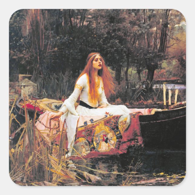 Vintage Art John W. Waterhouse Lady of Shalott Square Sticker (Front)