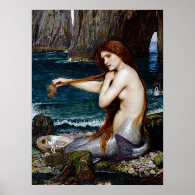 Vintage Art John William Waterhouse A Mermaid Poster (Front)