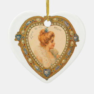 Vintage Art Love Mum Ceramic Tree Decoration