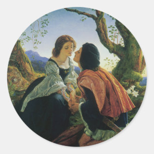 Vintage Art, Lovers at Dusk, Sir Joseph Noel Paton Classic Round Sticker