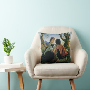 Vintage Art, Lovers at Dusk, Sir Joseph Noel Paton Cushion