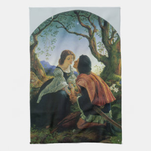 Vintage Art, Lovers at Dusk, Sir Joseph Noel Paton Tea Towel