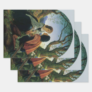 Vintage Art, Lovers at Dusk, Sir Joseph Noel Paton Wrapping Paper Sheet