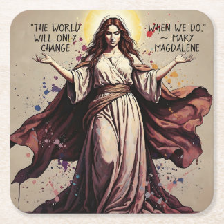 Vintage Art Mary Magdalene Quote Square Paper Coaster
