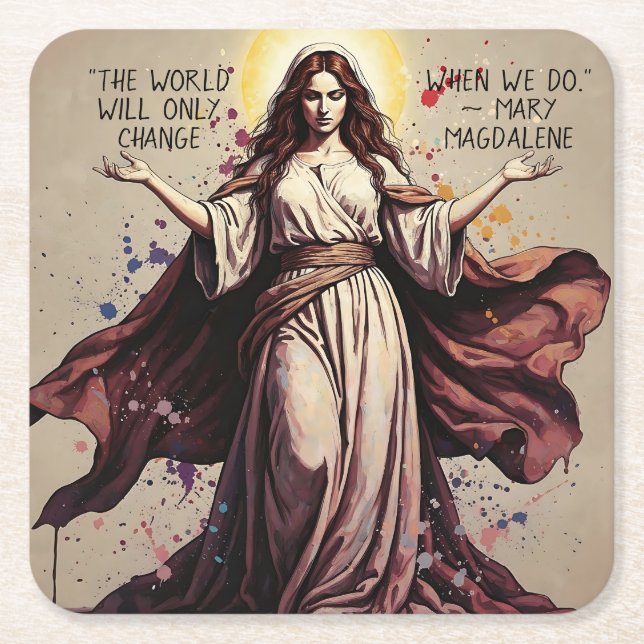 Vintage Art Mary Magdalene Quote  Square Paper Coaster (Front)