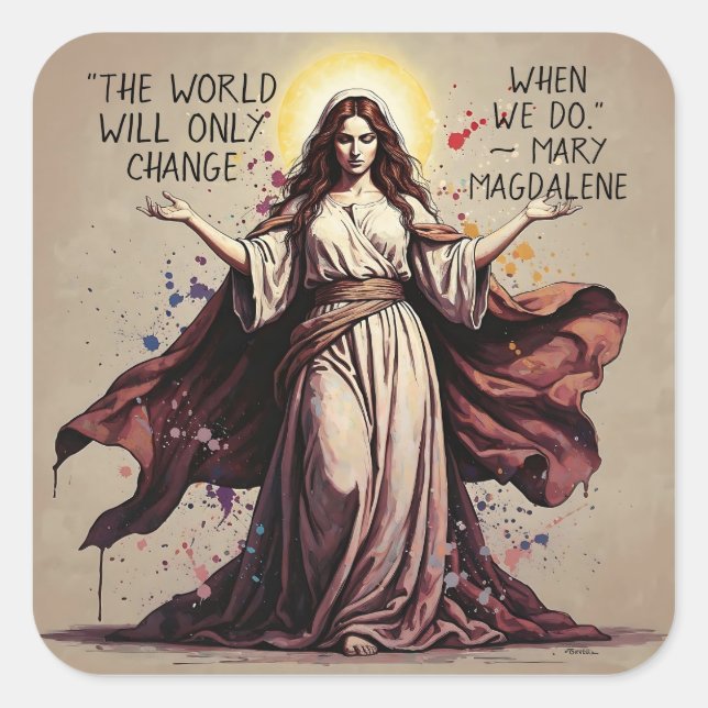 Vintage Art Mary Magdalene Quote  Square Sticker (Front)