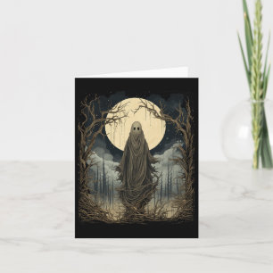 Vintage Art Men Women Retro Scary Gothic Halloween Card