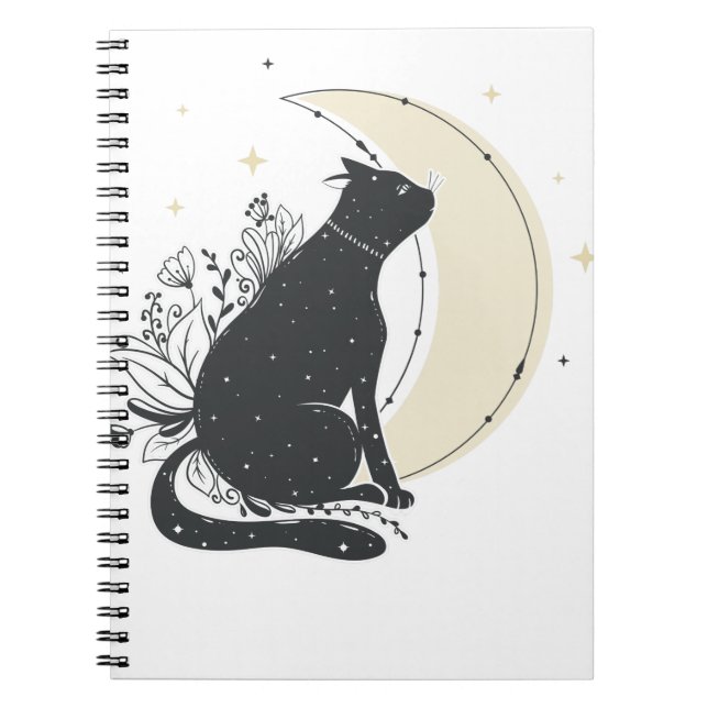Vintage Art Moon Cat Notebook (Front)