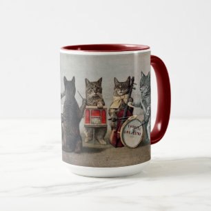 Vintage Art Music Cats Ceramic Mug