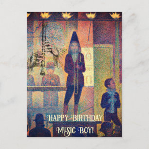 VINTAGE ART MUSICIAN FLUTE BIRTHDAY CUSTOMIZE POSTCARD