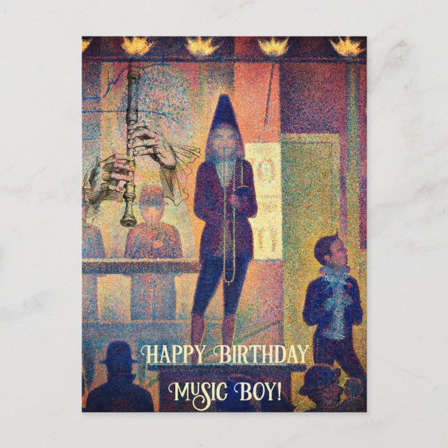 VINTAGE ART MUSICIAN FLUTE BIRTHDAY CUSTOMIZE POSTCARD (Front)