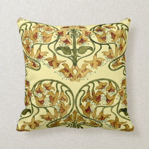 Vintage Art Nouveau 1907 Floral Pattern Design Cushion