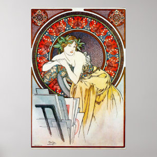 Vintage Art Nouveau ad for Salon des Cent by Mucha Poster
