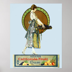 Vintage Art Nouveau Adams Gum Ad by Coles Phillips Poster