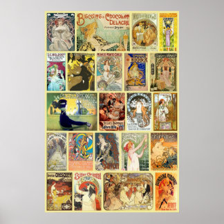 Vintage Art Nouveau Advertisements Poster