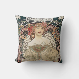 Vintage Art Nouveau Alphonse Mucha Art Painting Cushion