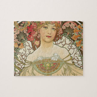 Vintage Art Nouveau Alphonse Mucha Art Painting Jigsaw Puzzle