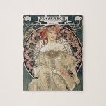 Vintage Art Nouveau Alphonse Mucha Art Painting Jigsaw Puzzle<br><div class="desc">Art Nouveau Advertisement by Alphonse Mucha - Vintage French Advertising Paintings</div>