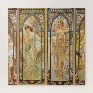 Vintage Art Nouveau Alphonse Mucha Art Painting Jigsaw Puzzle