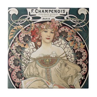 Vintage Art Nouveau Alphonse Mucha Art Painting Tile