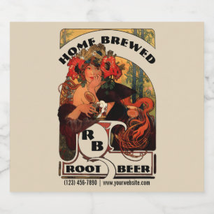 Vintage Art Nouveau Alphonse Mucha Beer Bottle Label