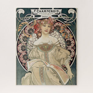 Vintage Art Nouveau Alphonse Mucha Illustration Jigsaw Puzzle