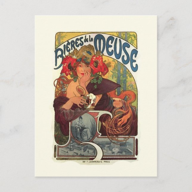Vintage Art Nouveau Alphonse Mucha Postcard (Front)