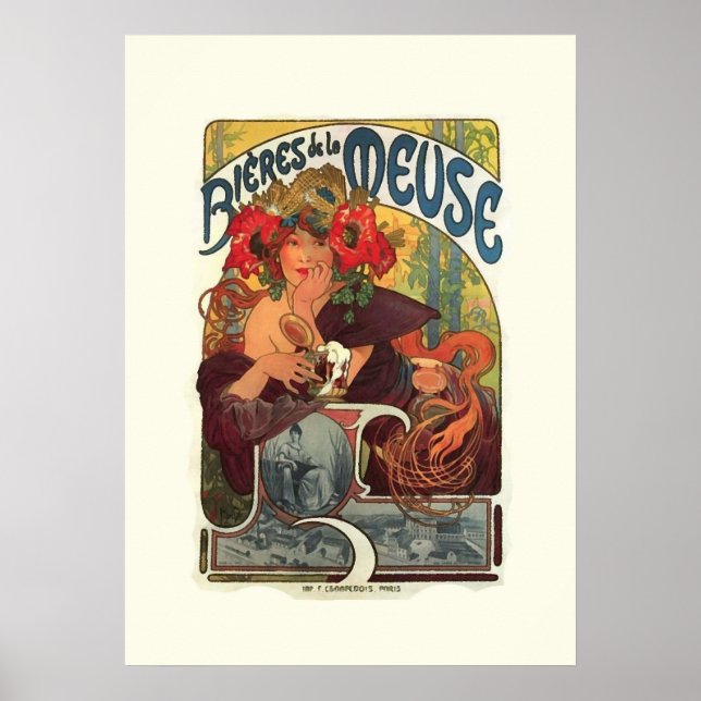 Vintage Art Nouveau Alphonse Mucha Poster (Front)