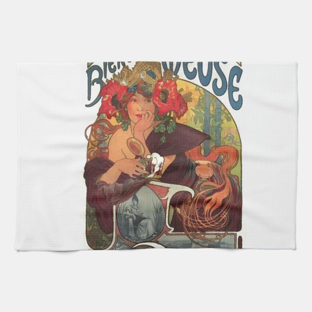 Vintage Art Nouveau Alphonse Mucha Tea Towel (Horizontal)