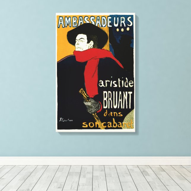 Vintage Art Nouveau Ambassadeurs, Toulouse Lautrec Canvas Print (Insitu(Wood Floor))