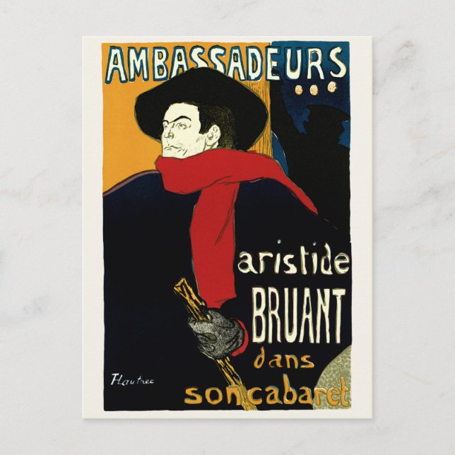 Vintage Art Nouveau Ambassadeurs, Toulouse Lautrec Postcard (Front)