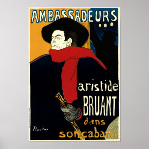 Vintage Art Nouveau Ambassadeurs, Toulouse Lautrec Poster