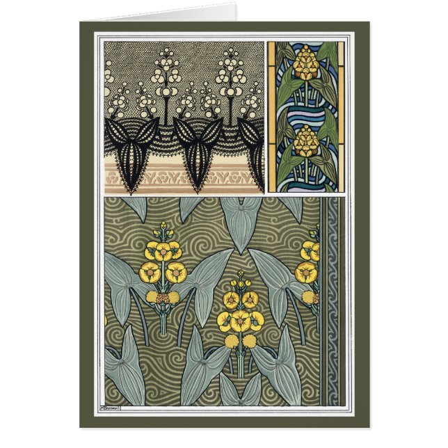 Vintage Art Nouveau Arrowhead Garden Flowers (Front)