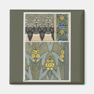Vintage Art Nouveau Arrowhead Garden Flowers Magnet