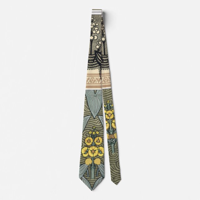 Vintage Art Nouveau Arrowhead Garden Flowers Tie (Front)