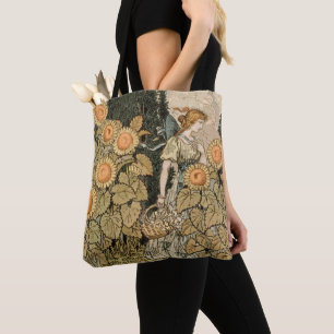 Vintage Art Nouveau August Sunflower Garden Art Tote Bag