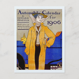 Vintage Art Nouveau automobile calendar 1906 Postcard