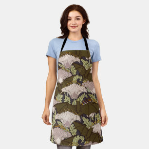 Vintage Art Nouveau Bat and Poppy Floral Pattern Apron