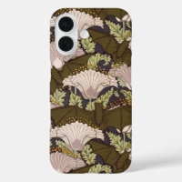 Vintage Art Nouveau Bat and Poppy Floral Pattern