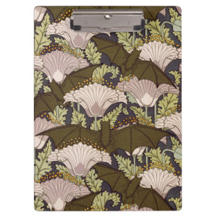 Vintage Art Nouveau Bat and Poppy Floral Pattern Clipboard