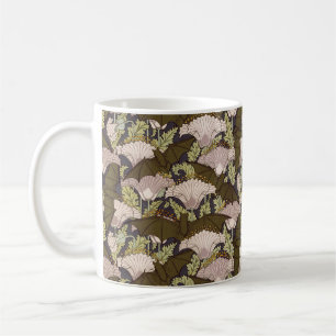 Vintage Art Nouveau Bat and Poppy Floral Pattern Coffee Mug