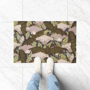 Vintage Art Nouveau Bat and Poppy Floral Pattern Doormat